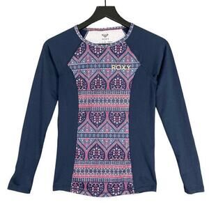 Roxy Waves Long Sleeve Rash Guard Swim‎ Shirt UPF 50 Stretchy Women's Size S